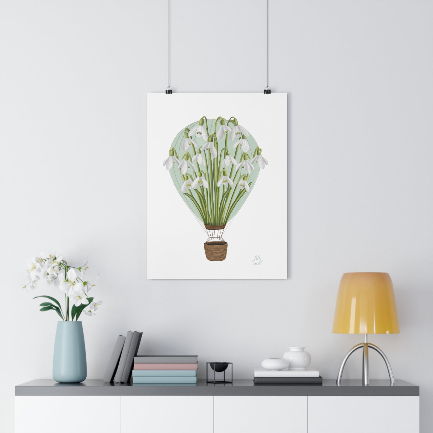 Snowdrop Air Balloon Art Print