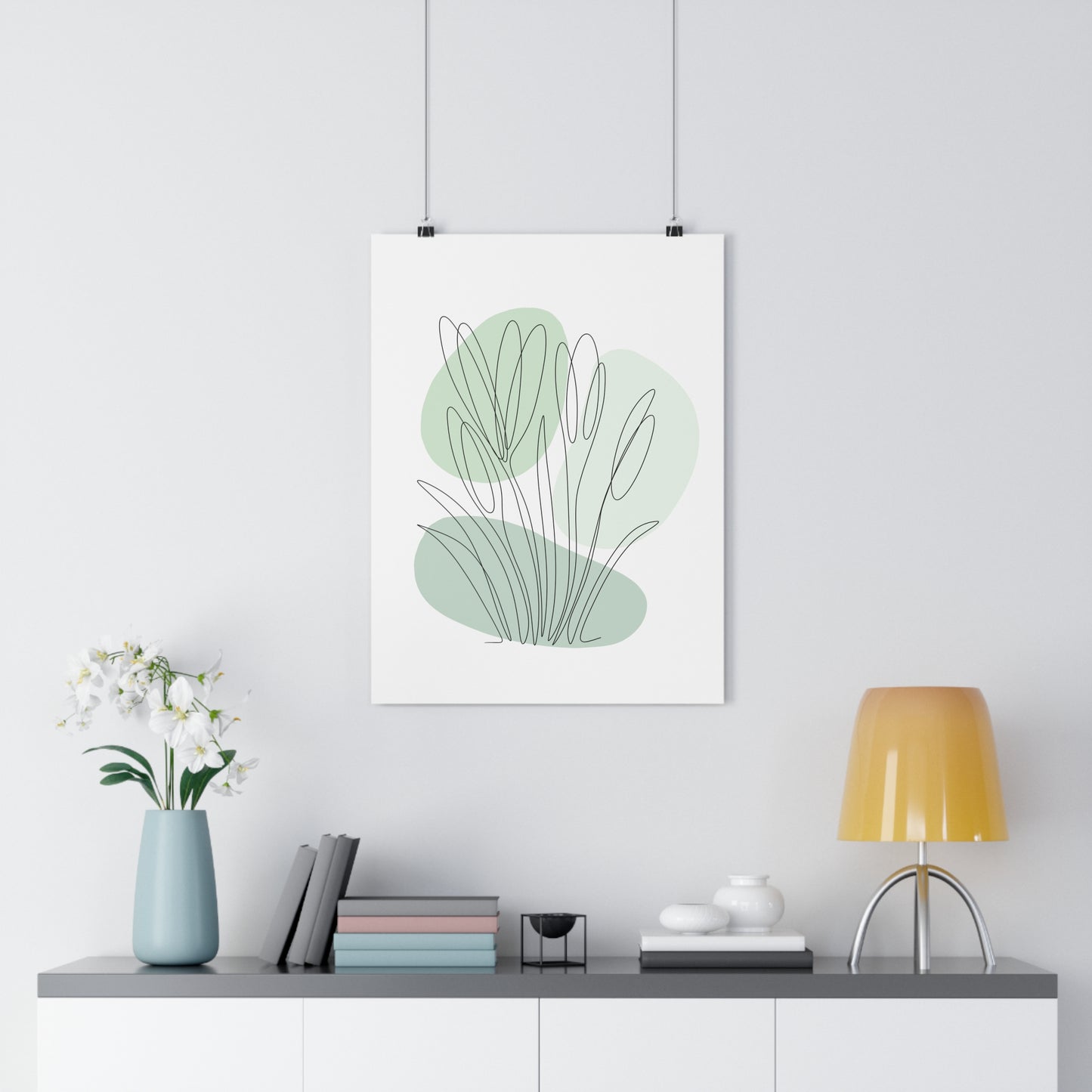 Crocus One Line Art | Green Colors