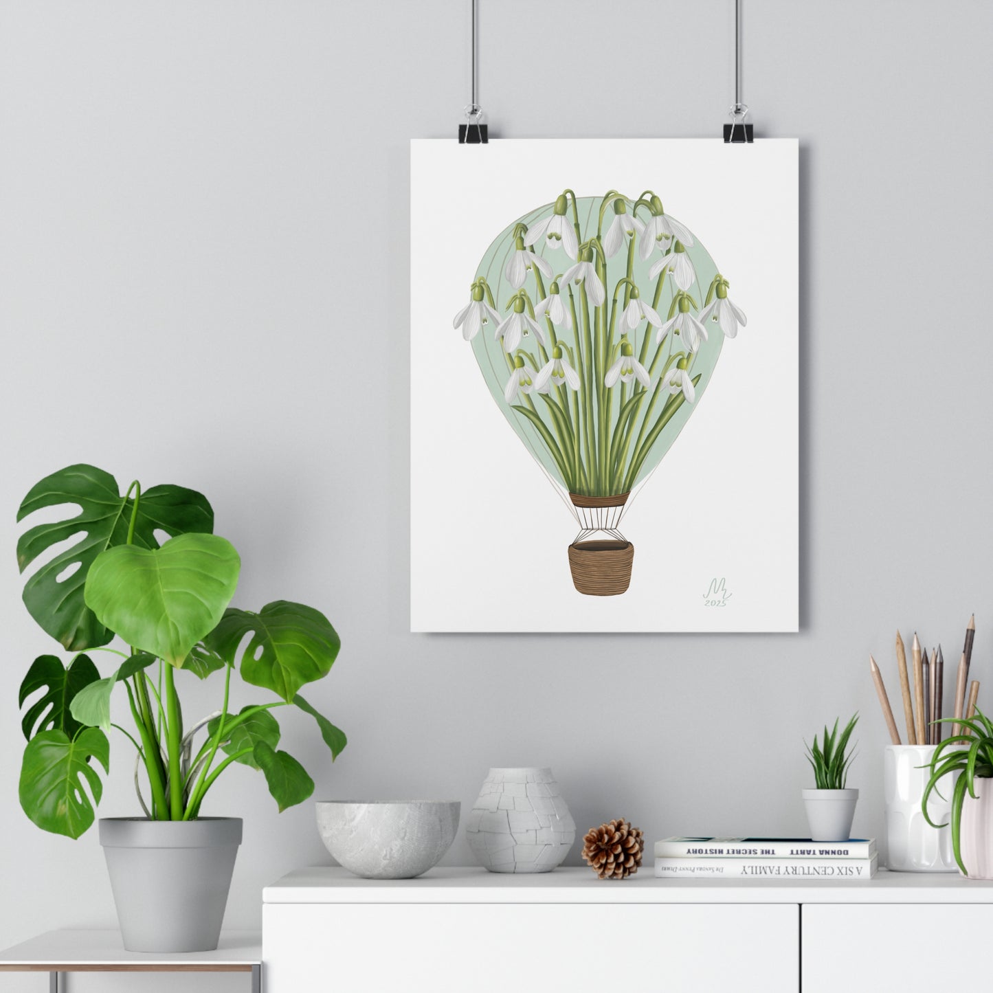 Snowdrop Air Balloon Art Print