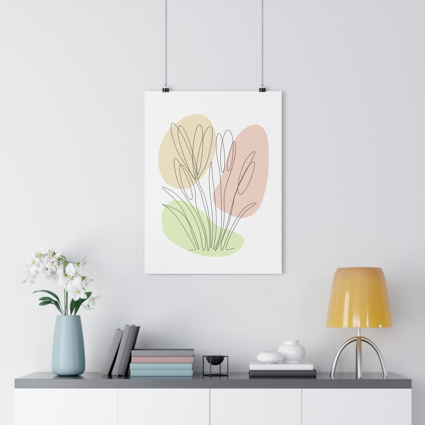 Crocus One Line Art | Peach Colors