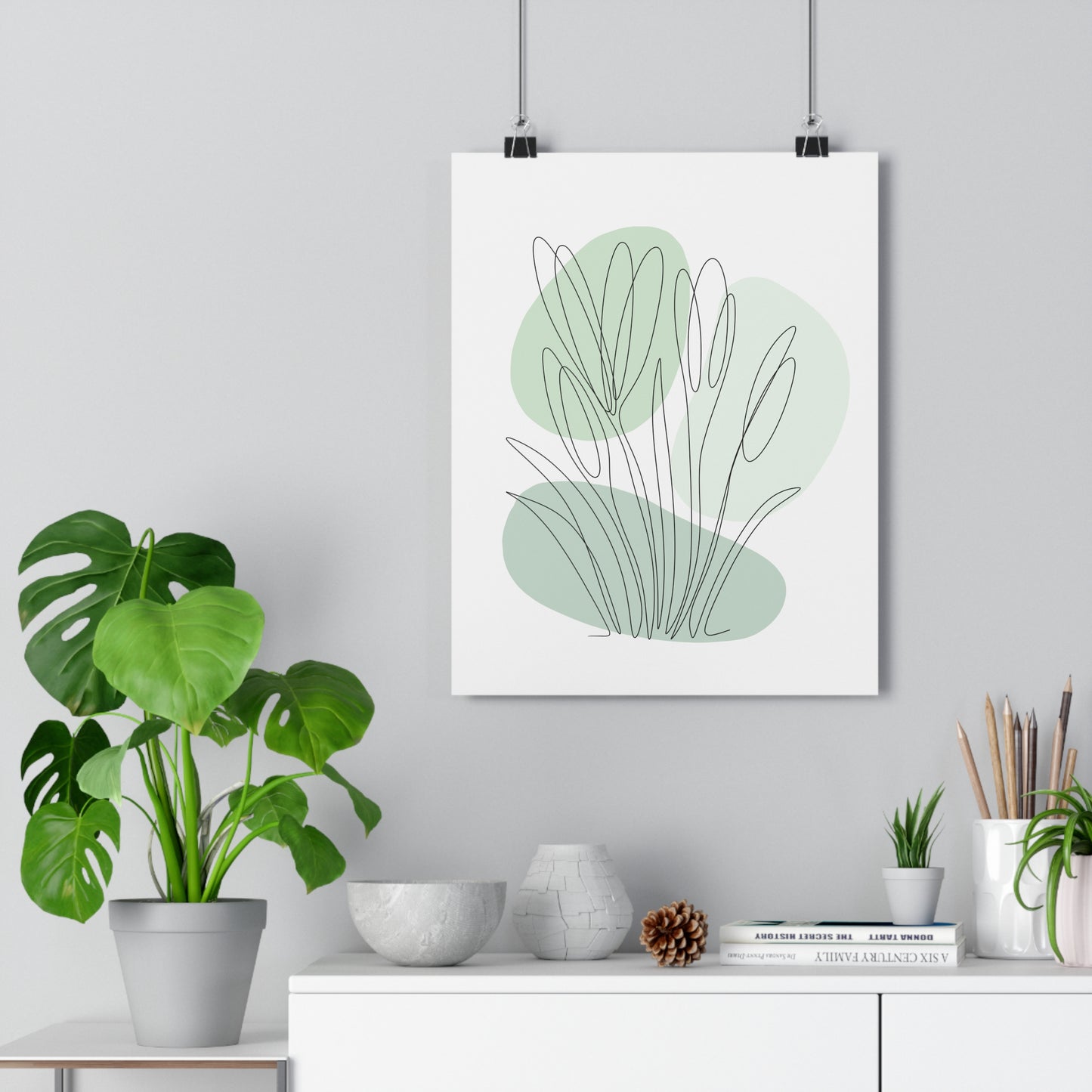 Crocus One Line Art | Green Colors