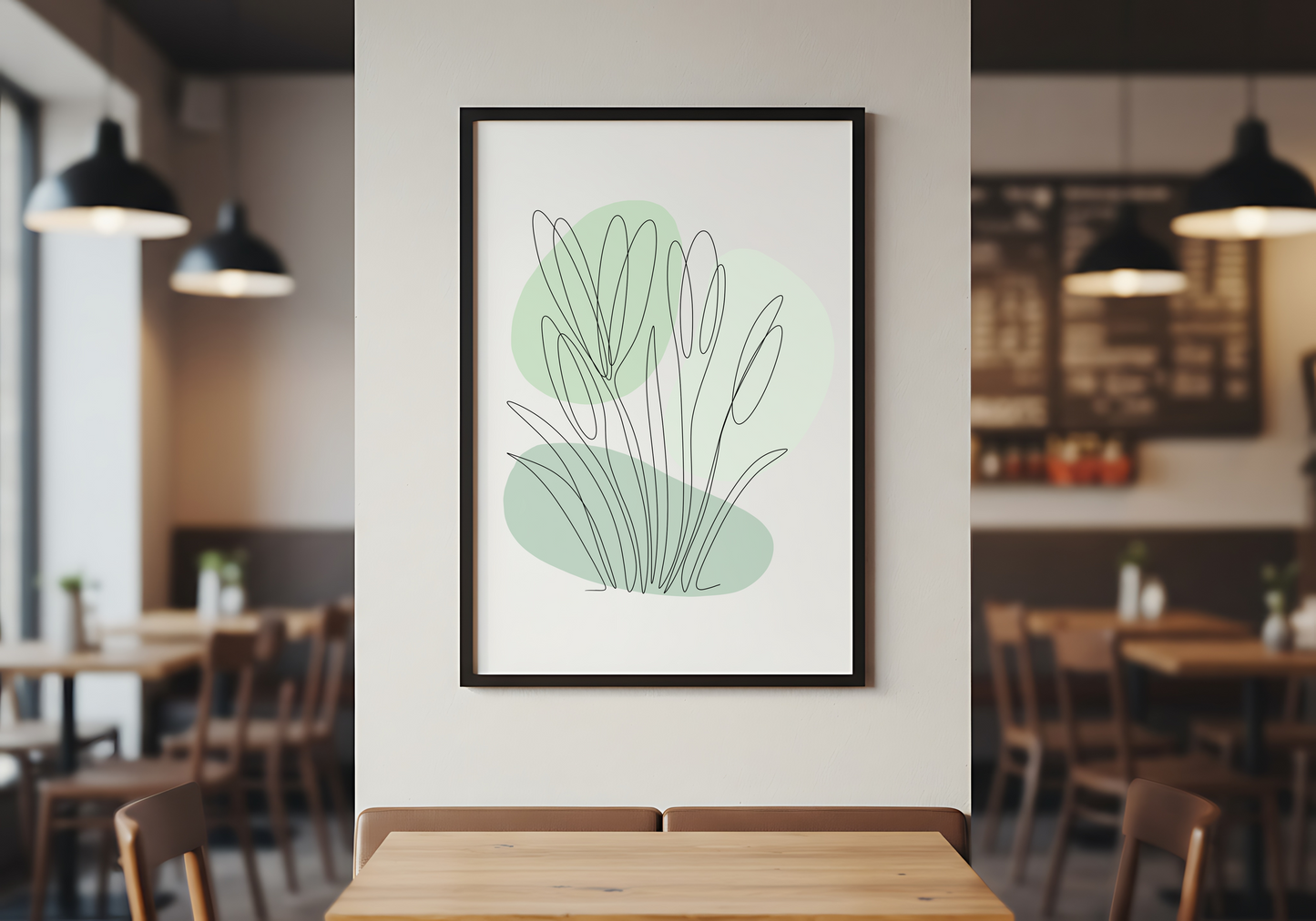 Crocus One Line Art | Green Colors