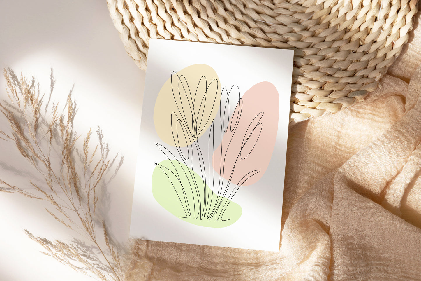 Crocus One Line Art | Peach Colors