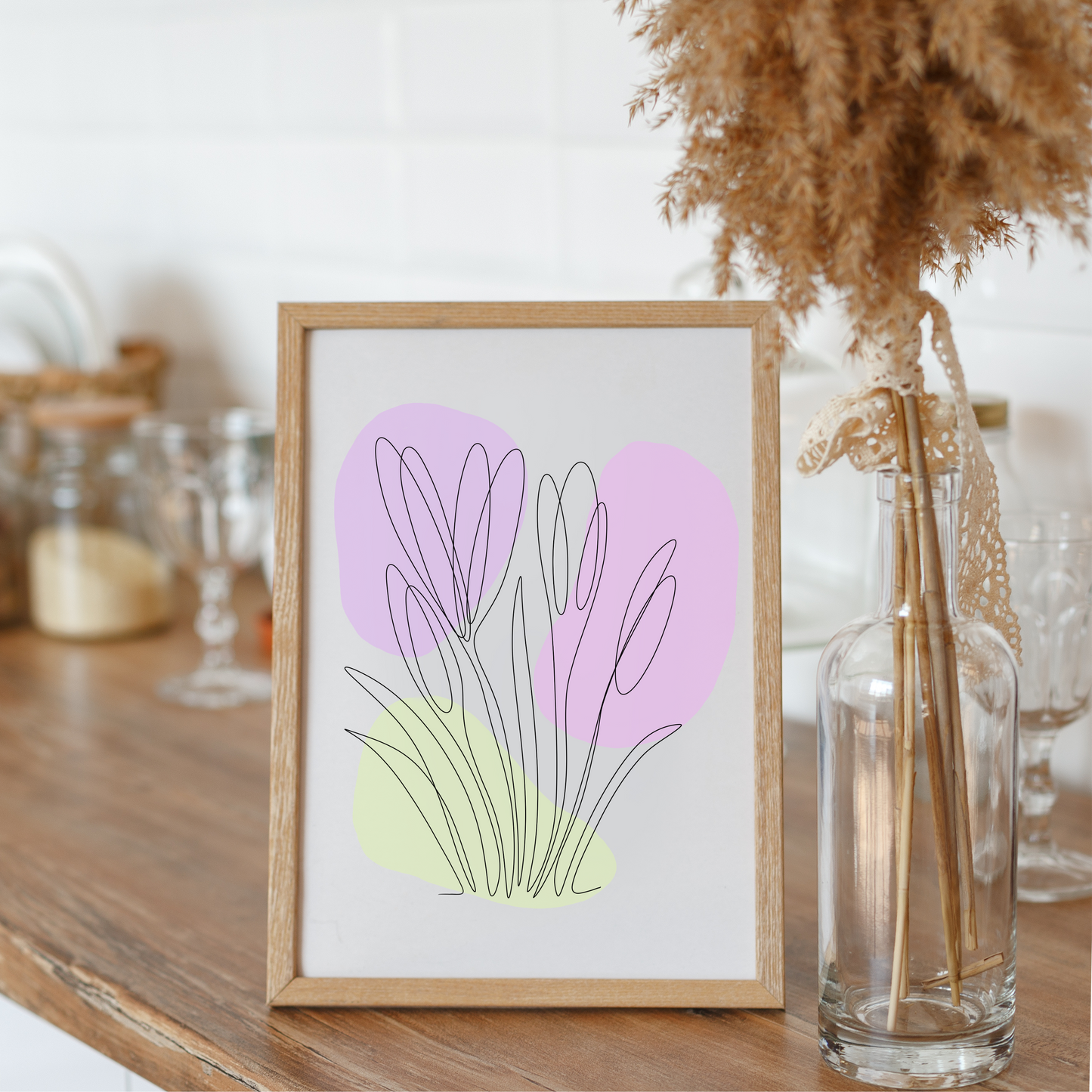 Crocus One Line Art | Purple Colors