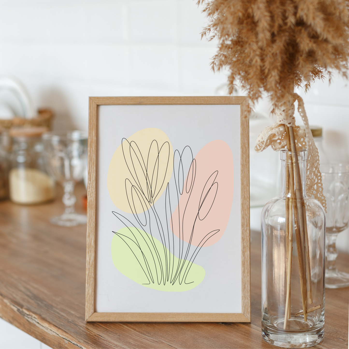 Crocus One Line Art | Peach Colors