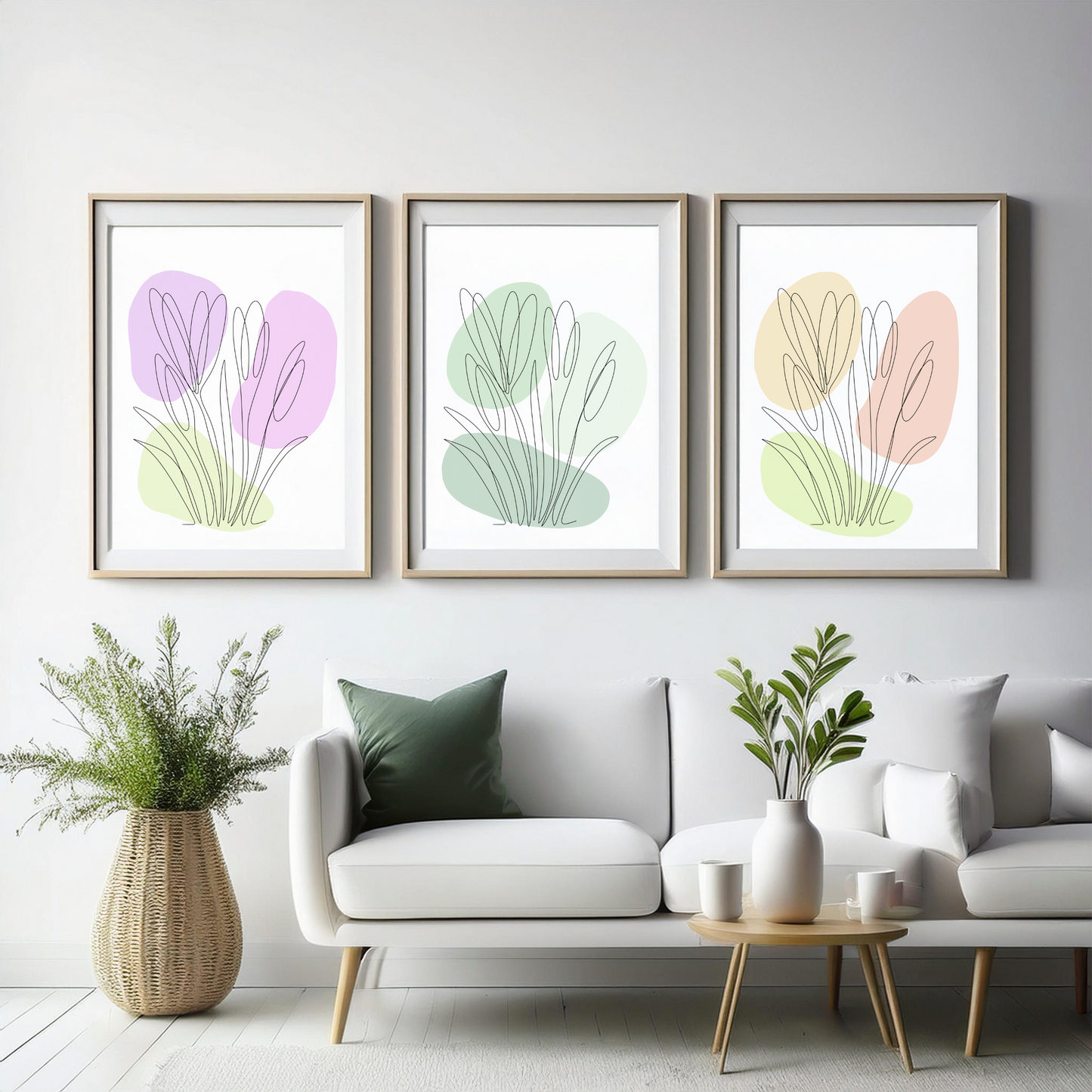 Crocus One Line Art | Peach Colors