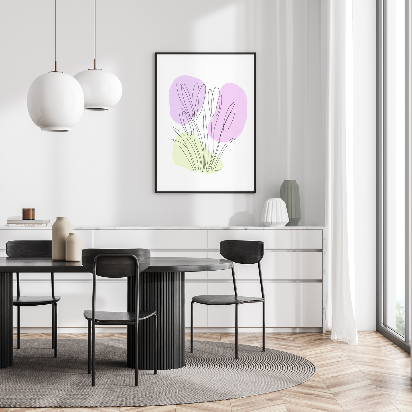 Crocus One Line Art | Purple Colors