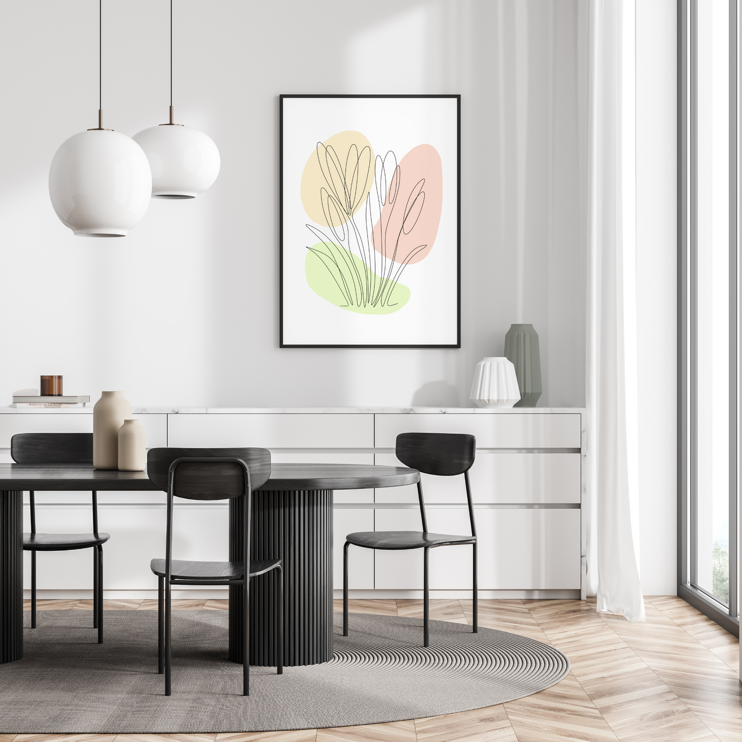 Crocus One Line Art | Peach Colors