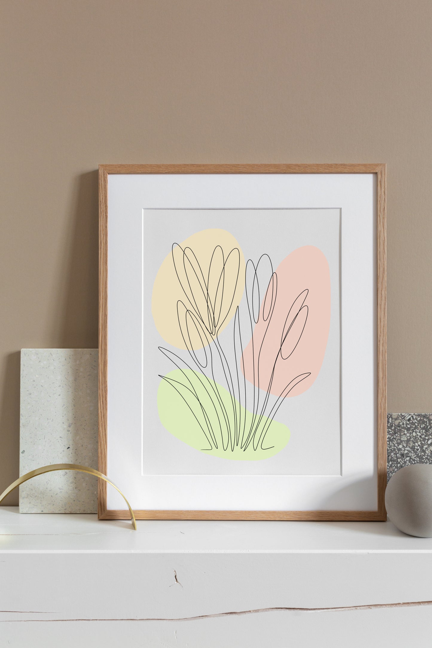 Crocus One Line Art | Peach Colors