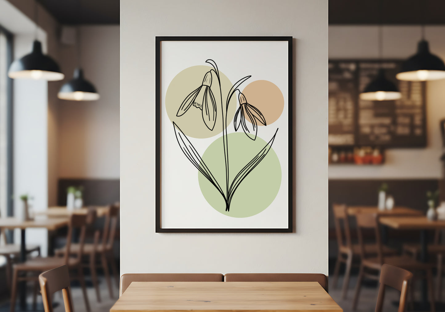 Snowdrops Line Art Print | Tan Colors