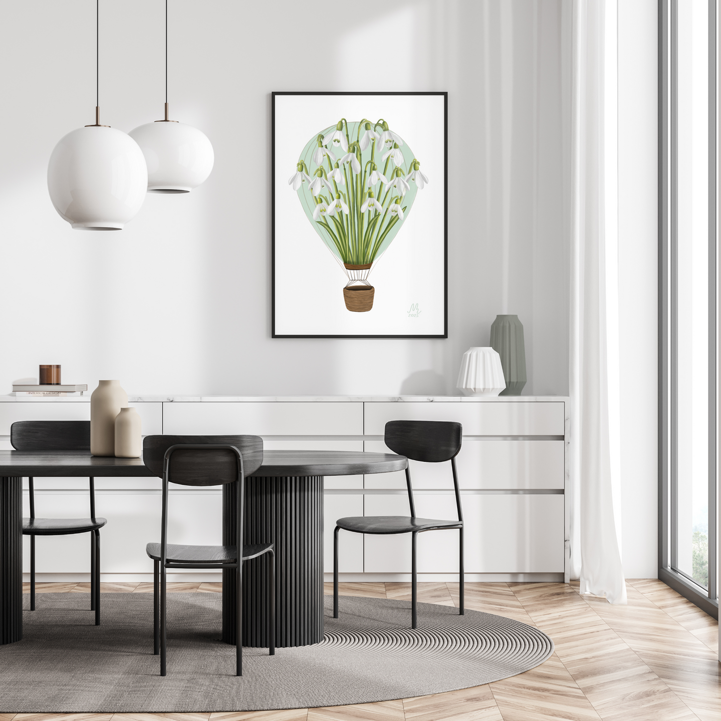 Snowdrop Air Balloon Art Print