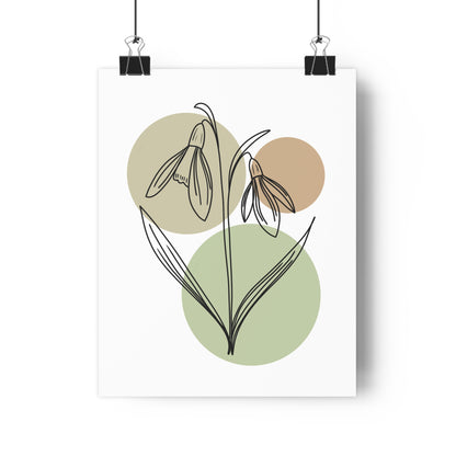 Snowdrops Line Art Print | Tan Colors