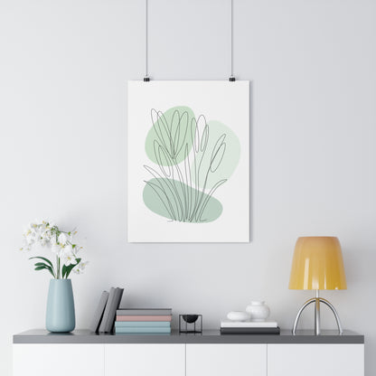Crocus One Line Art | Green Colors