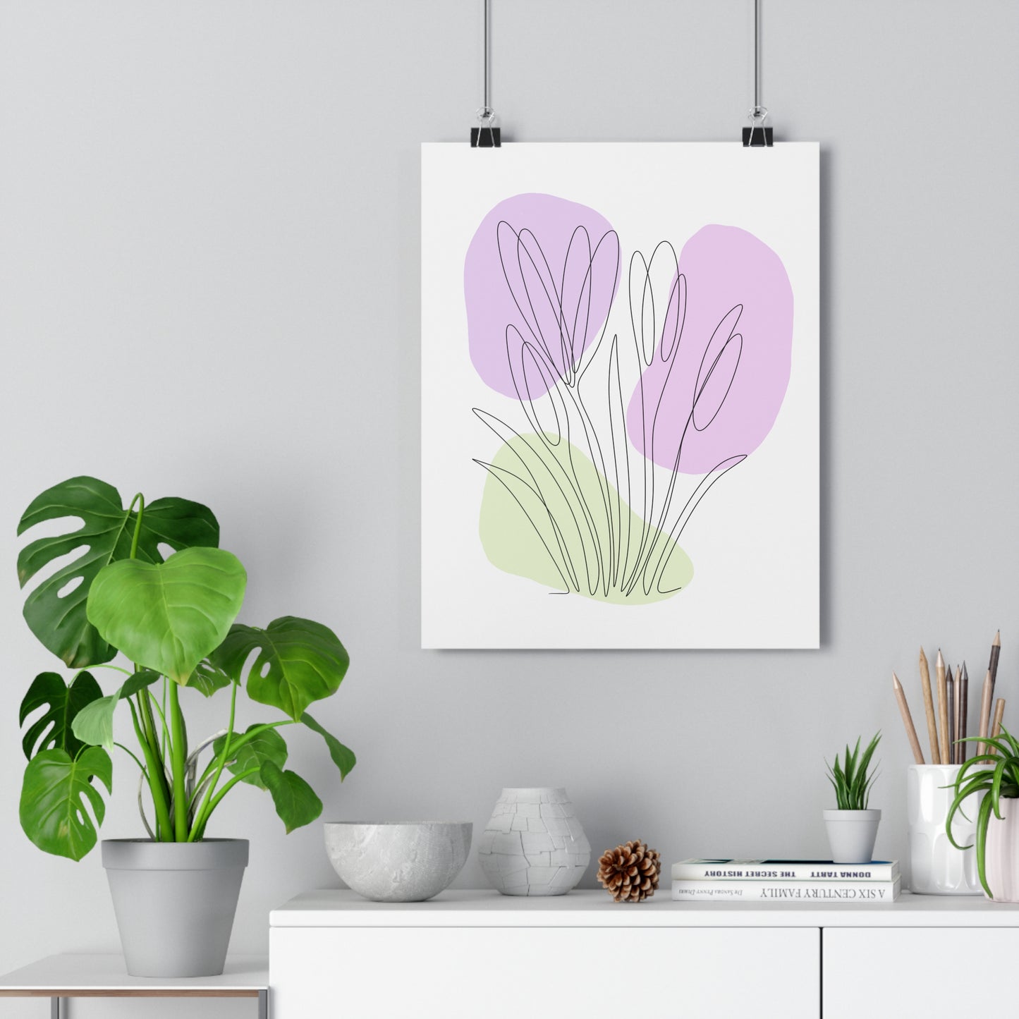 Crocus One Line Art | Purple Colors