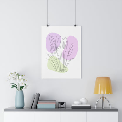 Crocus One Line Art | Purple Colors