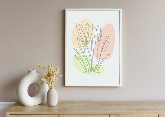 Crocus One Line Art | Peach Colors