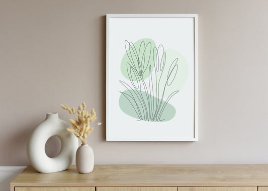 Crocus One Line Art | Green Colors