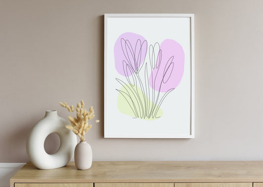 Crocus One Line Art | Purple Colors