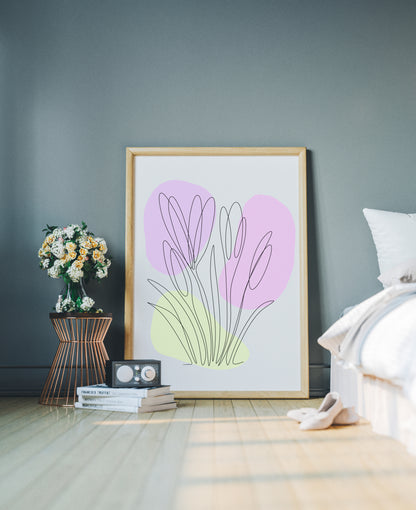 Crocus One Line Art | Purple Colors