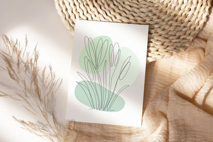 Crocus One Line Art | Green Colors