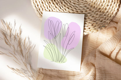 Crocus One Line Art | Purple Colors