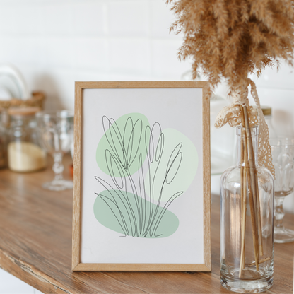 Crocus One Line Art | Green Colors