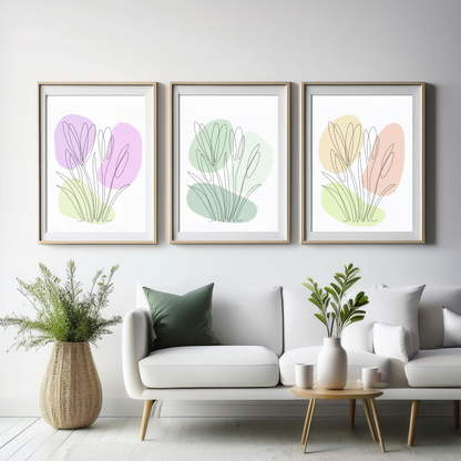 Crocus One Line Art | Peach Colors