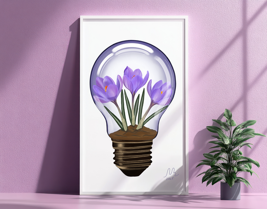 Crocus Light Bulb Art Print