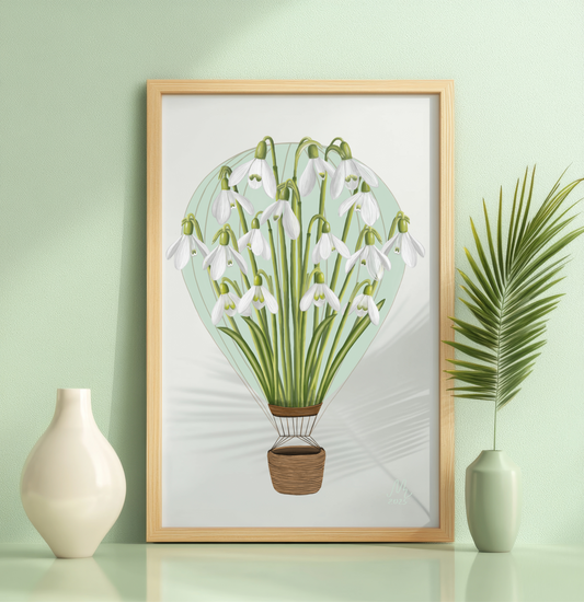Snowdrop Air Balloon Art Print